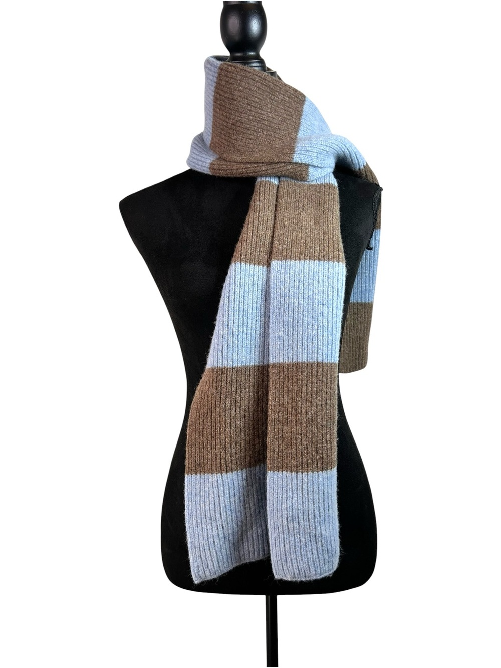 Vintage 90s GAP Multicolor Striped Pattern Lambs Wool Thick Knit Scarf Wrap